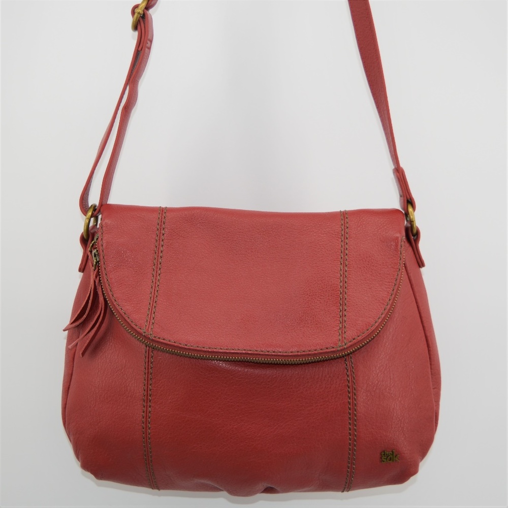 The Sac red pebble leather purse